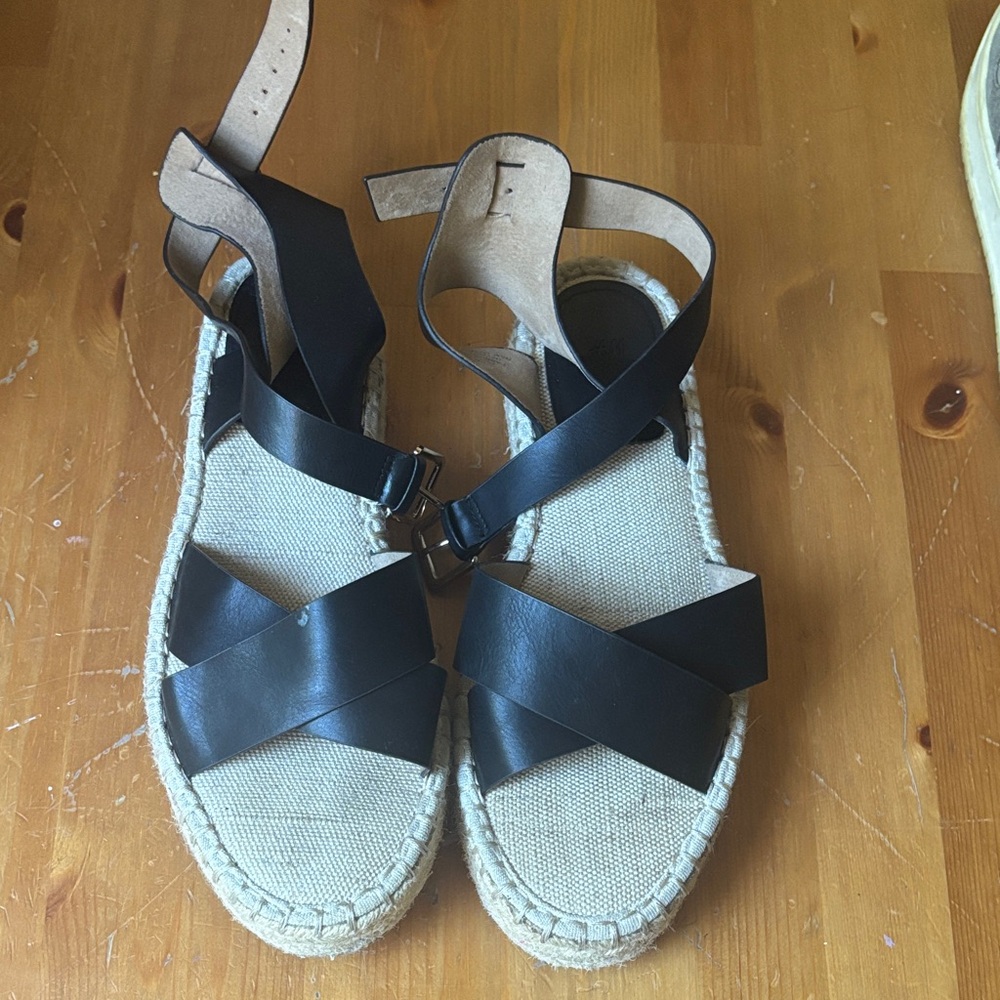H&M Black Crisscross Espadrille Platform Sandals